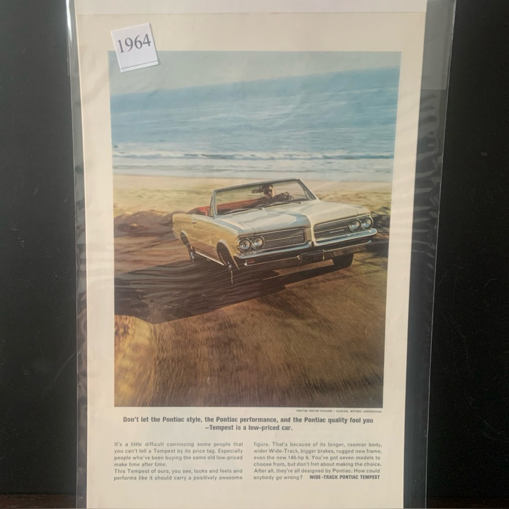Vintage 1964 Pontiac Tempest Pontiac Style Performance Quality Ad Advertisement